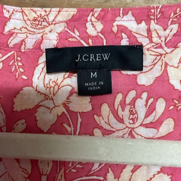 J. Crew size Medium Pink V-neck Floral Print Lightweight Bathing Suit Coverup - Picture 3 of 8